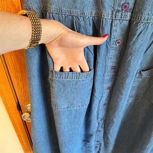 Woman Within Plus Size Blue Denim Knee Length Dress Short Sleeve 3X - Picture 4 of 6